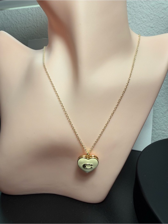 Coach Jewelry - NWT Coach Gold Heart Pendant Necklace Signature C Charm Locket Style 16” + 2”
